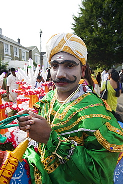 Chariot Festival participant, Shri Kanaga Thurkkai Amman Temple, Ealing, London, England, United Kingdom, Europe