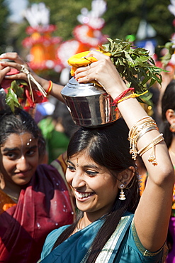 Chariot Festival participant, Shri Kanaga Thurkkai Amman Temple, Ealing, London, England, United Kingdom, Europe