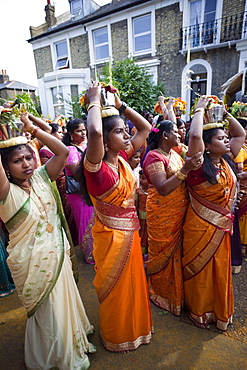 Chariot Festival participant, Shri Kanaga Thurkkai Amman Temple, Ealing, London, England, United Kingdom, Europe