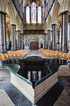 The Font designed by William Pye in 2010, Salisbury Cathedral, Salisbury, Wiltshire, England, United Kingdom, Europe