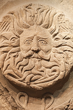 Detail of Gorgon's head, Roman Baths, Bath, Somerset, England, United Kingdom, Europe