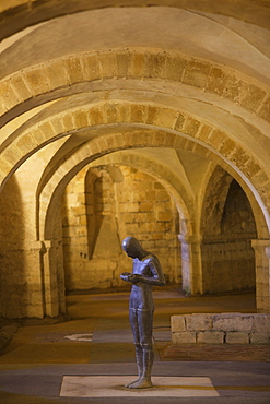 Antony Gormley's sculpture Sound II in the Crypt, Winchester Cathedral, Winchester, Hampshire, England, United Kingdom, Europe