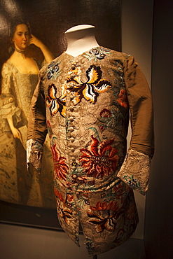 Silk waistcoat dating from 1734, Victoria and Albert Museum, London, England, United Kingdom, Europe