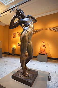 Statue titled The Sluggard by Lord Leighton 1885, Victoria and Albert Museum, London, England, United Kingdom, Europe