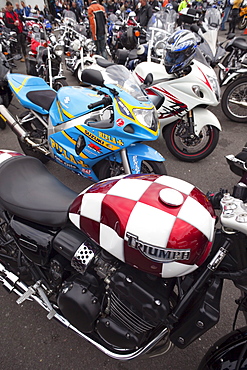 Motorbike detail at the Ace Cafe, London, England, United Kingdom, Europe