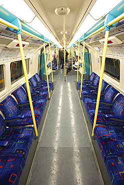 Interior of train carriage, London Underground, London, England, United Kingdom, Europe