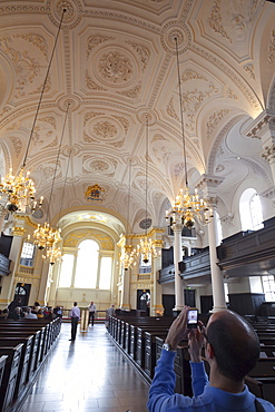 Interior of St. Martin-in-the-Fields church, Trafalgar Square, London, England, United Kingdom, Europe