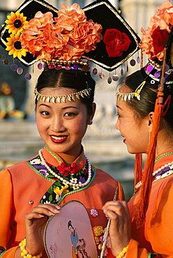 Women dressed in traditional costume, Beijing, China, Asia