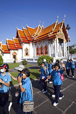 The Marble Temple (Wat Benchamabophit), Bangkok, Thailand, Southeast Asia, Asia