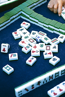 Detail of Mahjong blocks, Chinese gambling game, Beijing, China, Asia