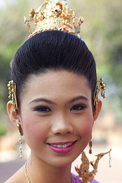 Portrait of dancing girl, Bangkok, Thailand, Southeast Asia, Asia