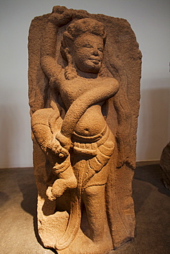 Sandstone sculpture of dancer dating from the 10th century, History Museum, Ho Chi Minh City, Vietnam, Indochina, Southeast Asia, Asia