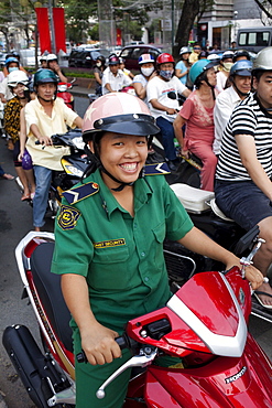 Motorbike traffic, Ho Chi Minh City, Vietnam, Indochina, Southeast Asia, Asia