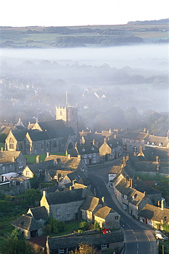 Village of Corfe seen from the Castle, Dorset, England, United Kingdom, Europe