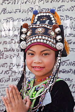 Akha hilltribe girl, Chiang Mai Flower Festival, Chiang Mai, Thailand, Southeast Asia, Asia