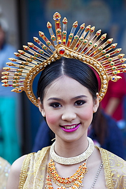 Portrait of a girl in traditional Thai dress, Chiang Mai Flower Festival, Chiangmai, Thailand, Southeast Asia, Asia