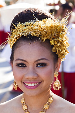 Portrait of a girl in traditional Thai dress, Chiang Mai Flower Festival, Chiangmai, Thailand, Southeast Asia, Asia