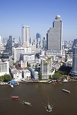 City skyline and Chao Phraya River, Bangkok, Thailand, Southeast Asia, Asia