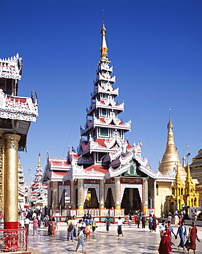 Buddhist shrines, Shwedagon Pagoda, Yangon, Myanmar (Burma), Asia