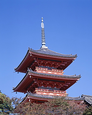 Pagoda, Kiyomizu Temple (Kiyomizu-dera), Kyoto, UNESCO World Heritage Site, Honshu, Japan, Asia