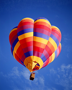 Colourful hot air balloon in sky, Albuquerque, New Mexico, United States of America, North America