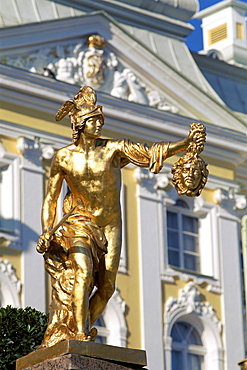 Gilded bronze sculpture, Peterhof Palace (Petrodvorets Palace), The Great Palace, St. Petersburg, Russia, Europe