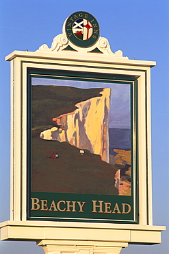 Beachy Head pub sign, Beachy Head, near Eastbourne, East Sussex, England, United Kingdom, Europe