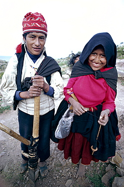 Husband and wife, Taquile Island, Lake Titicaca, Peru, South America