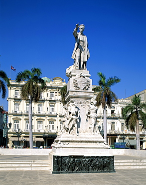 Jose Marti statue and Hotel Inglaterra, Havana (Habana), Cuba, West Indies, Central America