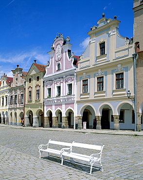 Bohemian architecture, Zacharia Hradec Square, Telc, UNESCO World Heritage Site, South Moravia, Czech Republic, Europe