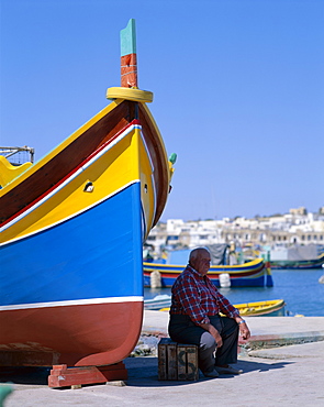 Fishing boats, Marsaxlokk, Malta, Mediterranean, Europe