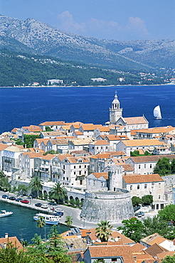 Town skyline, Korcula, Korcula Island, Adriatic Islands, Croatia, Europe