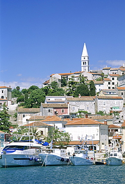 Town skyline and harbour, Rovinj, Istria Region, Croatia, Europe