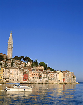 Town skyline and harbour, Rovinj, Istria Region, Croatia, Europe