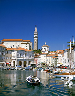 Town and harbour, Piran, Primorska Region, Slovenia, Europe