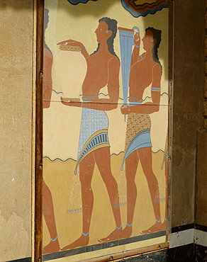 Procession fresco, Palace of Knossos, Knossos, Crete (Kriti), Greece, Europe