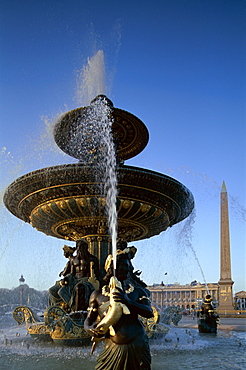 Fountains in the Place de la Concorde, Paris, France, Europe