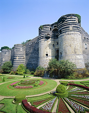 Castle walls, Chateau d'Angers, Angers, Maine et Loire, Loire Valley, France, Europe