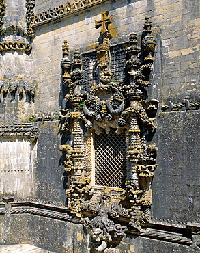 Manueline Chapter House Window, Cristo Convent, UNESCO World Heritage Site, Tomar, Portugal, Europe