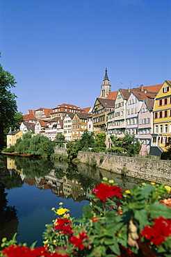 Town view and Neckar River, Tubingen, Baden-Wurttemberg, Germany, Europe