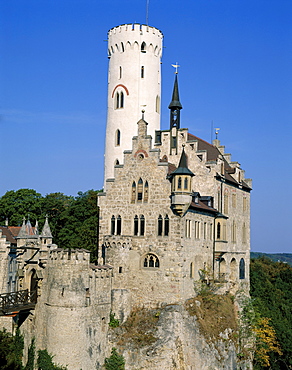 Lichtenstein Castle (Burg Lichtenstein), Lichtenstein, Baden-Wurttemberg, Germany, Europe