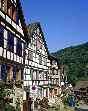 Timbered houses, Schiltach, Black Forest (Schwarzwald), Baden-Wurttemberg, Germany, Europe