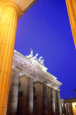 Brandenburg Gate at night, Berlin, Germany, Europe