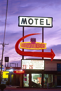 Route 66 Motel Sign, Kingman, Arizona, United States of America, North America