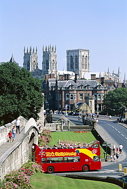 City Walls and York Minster, York, North Yorkshire, England, United Kingdom, Europe