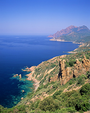 Typical coastal view near Porto, Corsica, France, Mediterranean, Europe