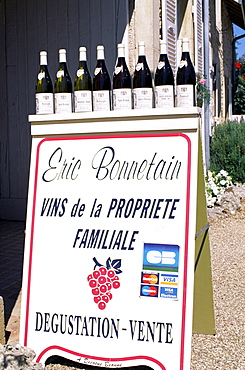 Typical Vinters wine sign, Burgundy, France, Europe