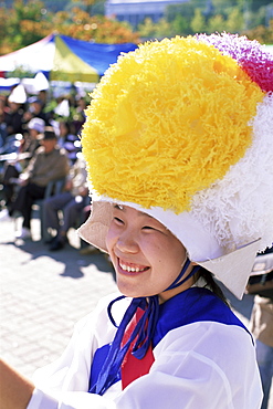 Farmers dance, Namsangol Hanok Village, Seoul, South Korea, Asia