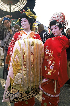 Geishas at Jidai Matsuri Festival held annually in November at Sensoji Temple Asakusa, Tokyo, Honshu, Japan, Asia