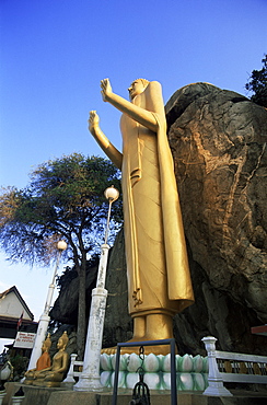 Standing Buddha at Takiap Hill, Wat Khao Thairalat, Hua Hin, Thailand, Southeast Asia, Asia